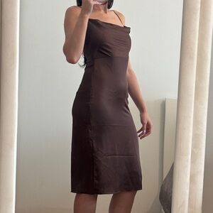 Missguided Rich Brown Midi Dress